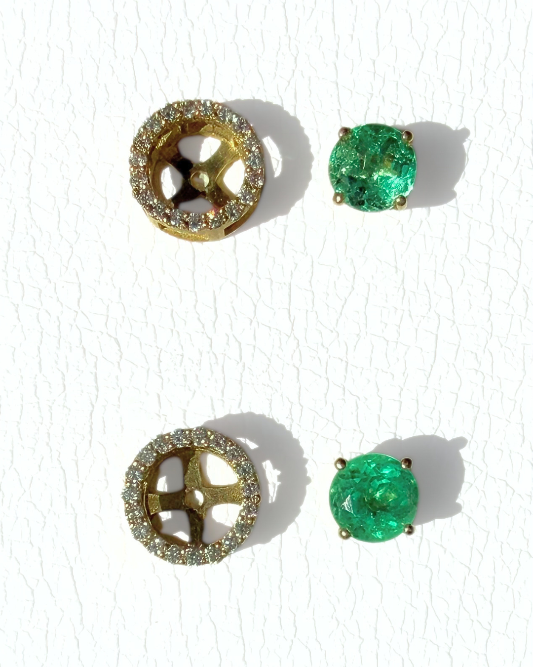 Aretes de Esmeralda Corte Redondo con Diamantes