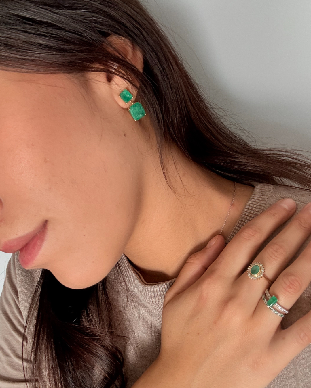 Aretes de Esmeralda Largos